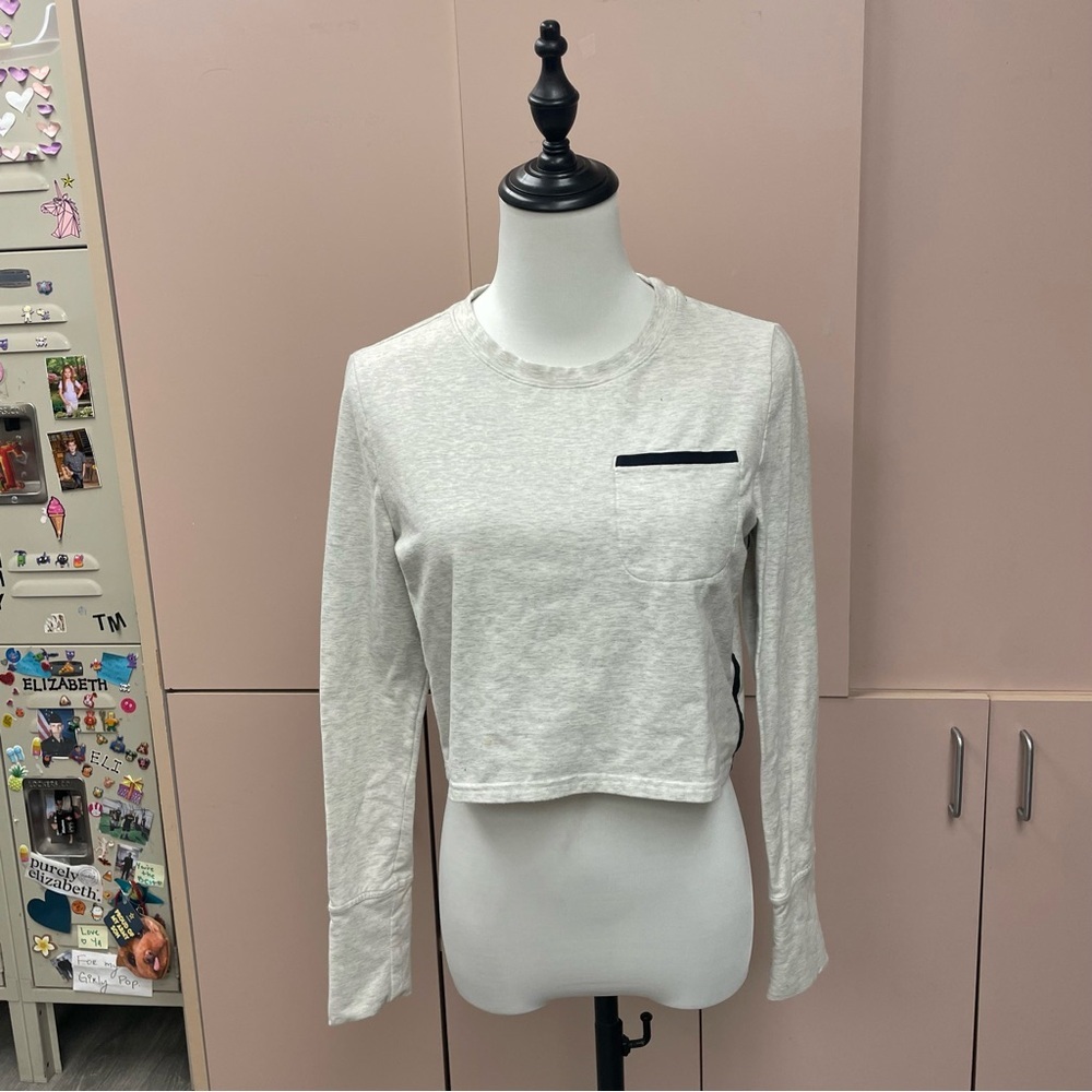 Athleta Sentry Crop top T-shirt tee gray heather women’s size small grey black